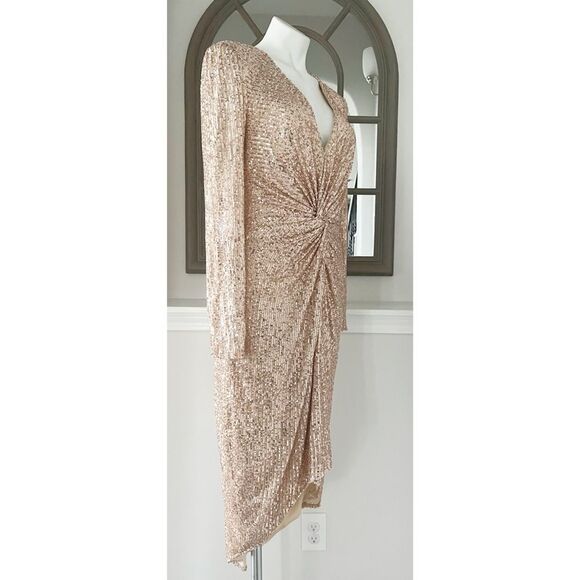 Mac Duggal IEENA Sequined High Low Dress, Rose Gold, NWT, Size 12 - Picture 9 of 16